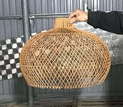 Ohilo Handcrafted Natural Rattan Pendant Lampshade for Rustic and Traditional Home Decor