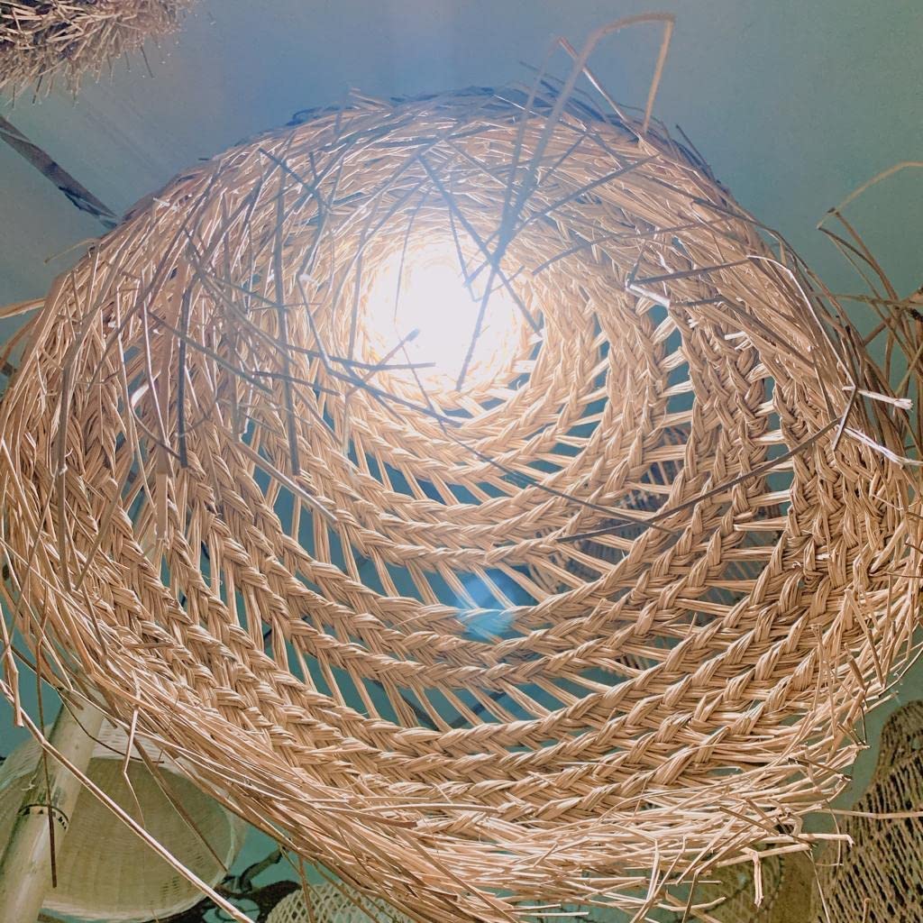 Ohilo Handmade Seagrass Boho Lampshade Pendant Light - Wicker Braided Rattan Ceiling Lamp