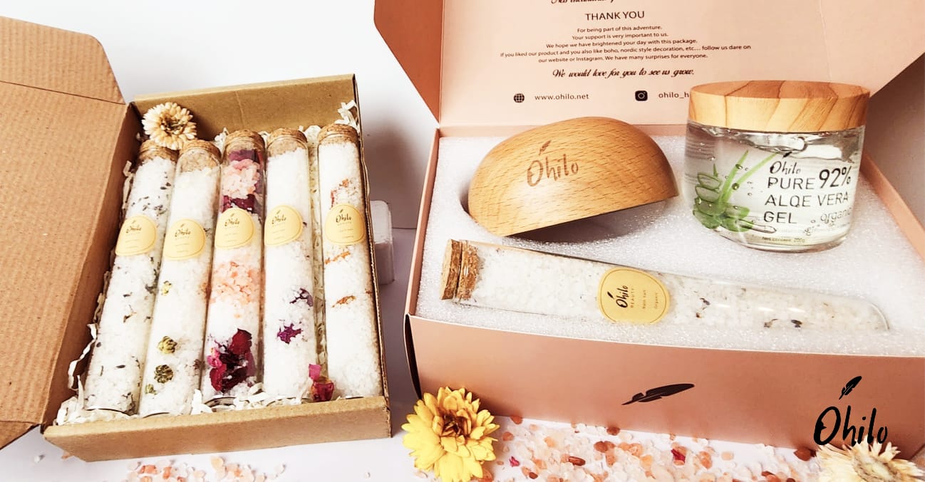 Ohilo Eco-Friendly Spa Set: Waterproof Hair Remover, Organic Aloe Vera Gel Moisturizer, and Epsom Salt Bath Soak Scented in Lavender