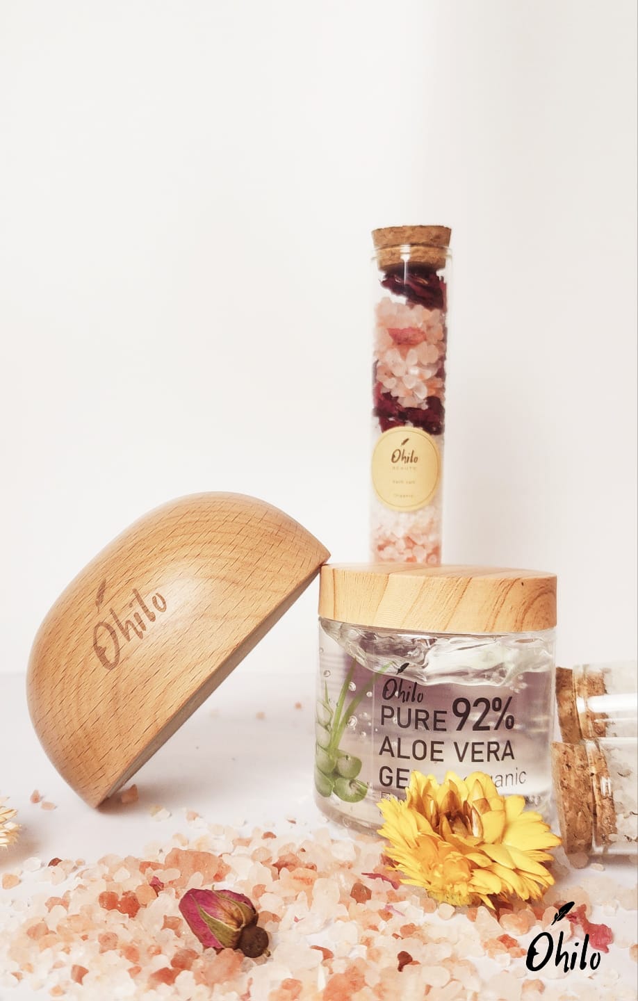 Ohilo Eco-Friendly Spa Set: Waterproof Hair Remover, Organic Aloe Vera Gel Moisturizer, and Epsom Salt Bath Soak Scented in Lavender
