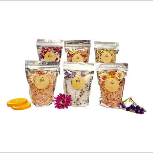 Ohilo Organic Floral Calming Bath Salts Pack of Pack of 6 Jasmine, Peony and Dead Sea Salt for a Relaxing Epsom Salt Soak