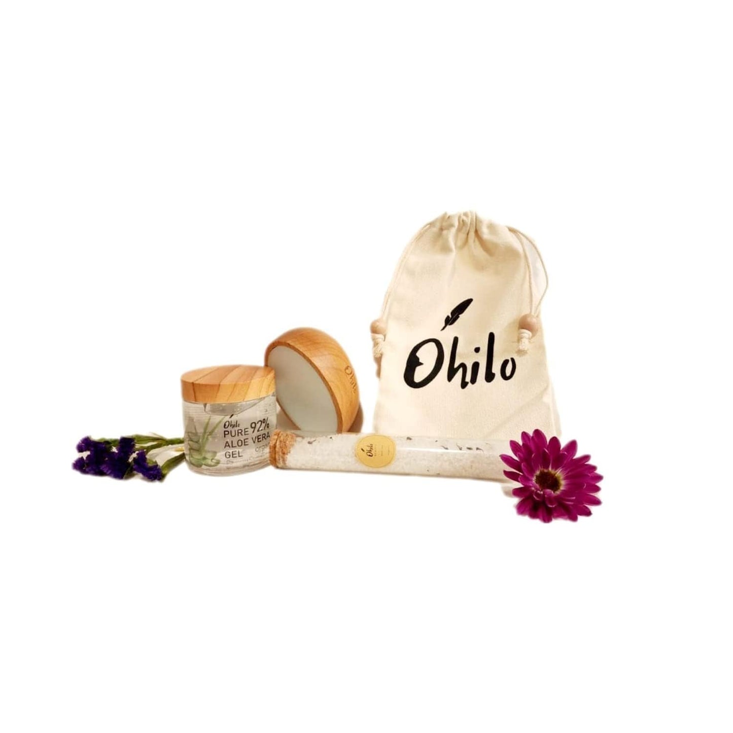 Ohilo Eco-Friendly Spa Set: Waterproof Hair Remover, Organic Aloe Vera Gel Moisturizer, and Epsom Salt Bath Soak Scented in Lavender