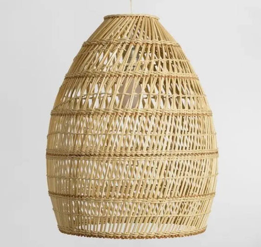 Ohilo Handmade Seagrass Boho Lampshade Pendant Light - Wicker Braided Rattan Ceiling Lamp