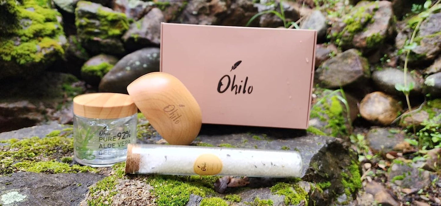 Ohilo Eco-Friendly Spa Set: Waterproof Hair Remover, Organic Aloe Vera Gel Moisturizer, and Epsom Salt Bath Soak Scented in Lavender