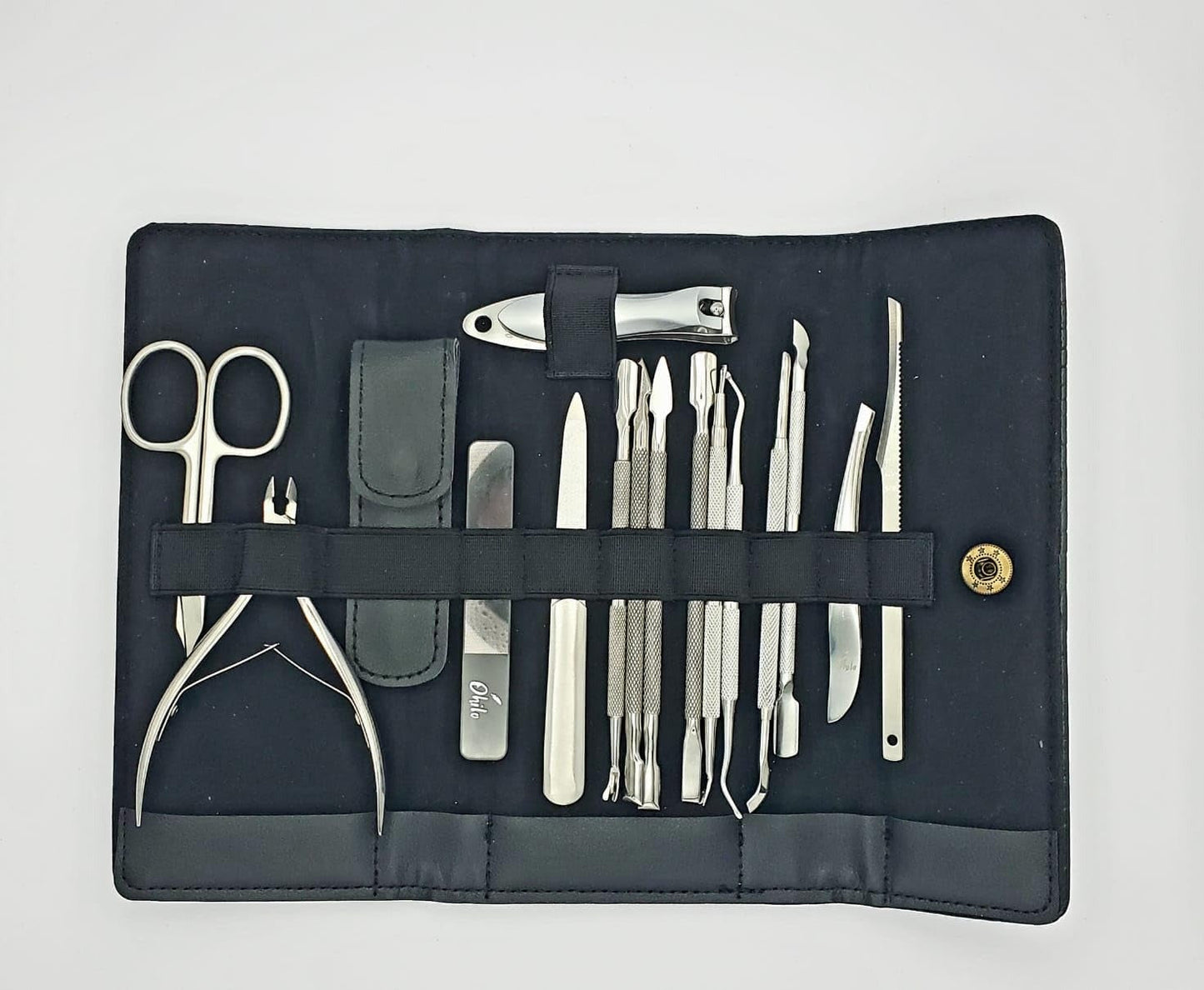 ÓHILO Manicure Set for Women Stainless Steel 21 Pcs including 8 Pusher, 2 Cuticle Nipper, 2 Nail Files, 1 Nail Cutter, 1 Eyebrow Hair Clip, 1 Pedicure Knife & 6 Ear Wax Removers