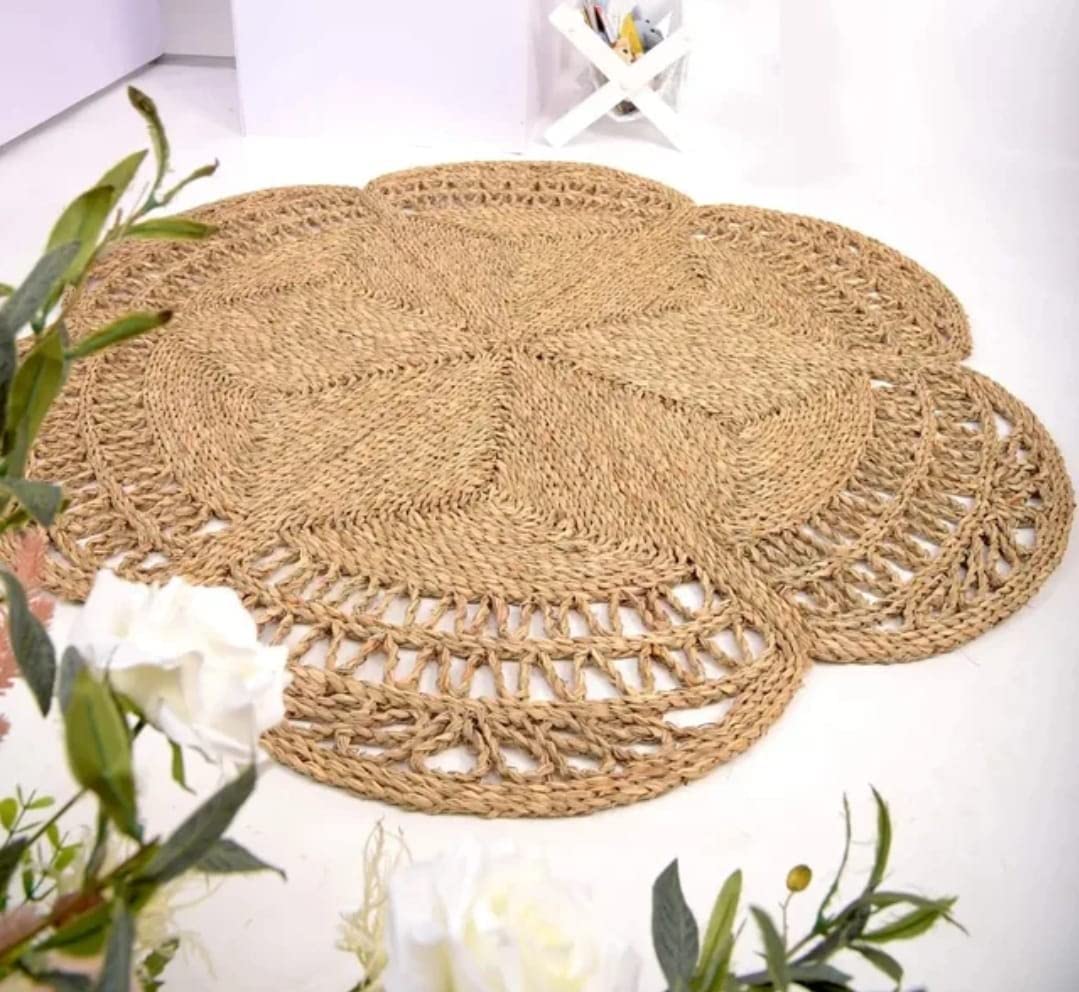 Ohilo Handmade Seagrass Carpet - Classic Style Flat Pile Floor Rug for Home Decor and Pet Friendly