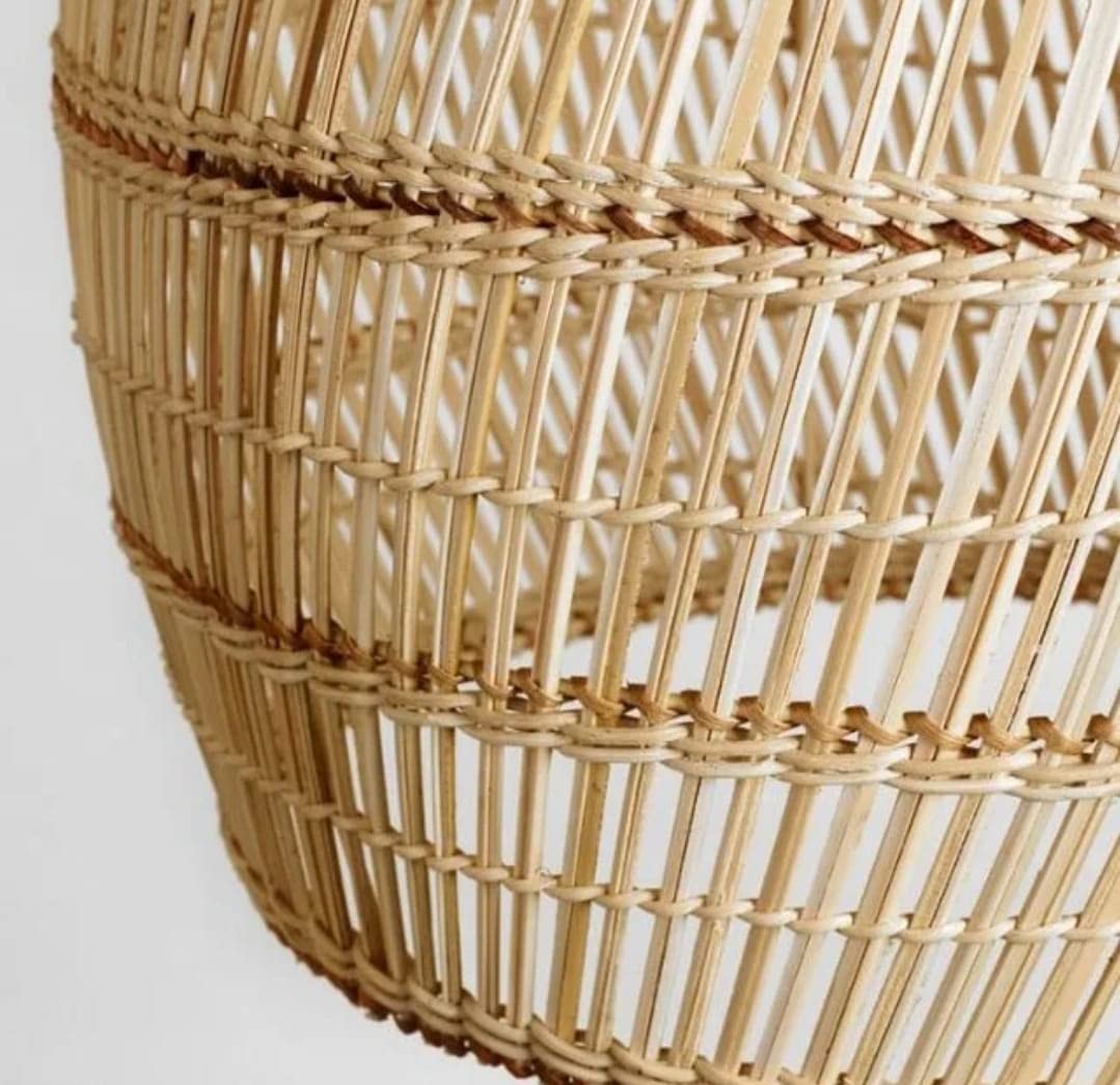 Ohilo Handmade Seagrass Boho Lampshade Pendant Light - Wicker Braided Rattan Ceiling Lamp