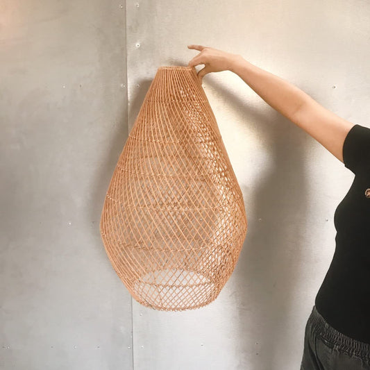 Ohilo Handcrafted Natural Rattan Lampshade Pendant Light for Rustic and Traditional Home Decor
