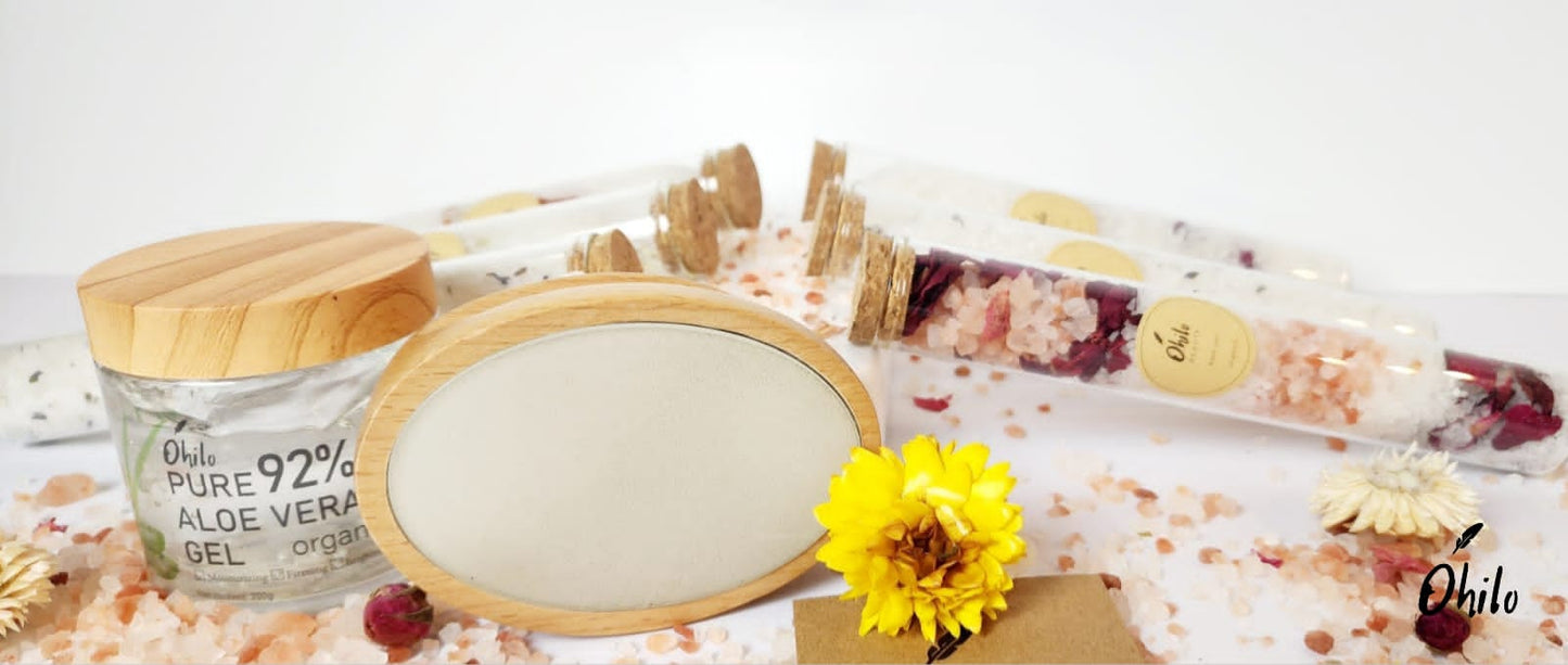 Ohilo Eco-Friendly Spa Set: Waterproof Hair Remover, Organic Aloe Vera Gel Moisturizer, and Epsom Salt Bath Soak Scented in Lavender